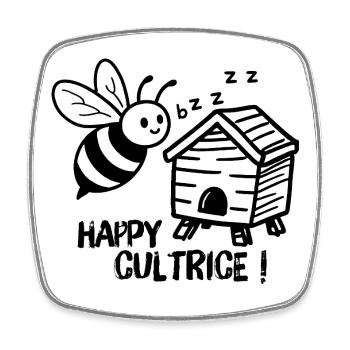 Apicultrice, happy cultrice abeille avec une ruche - Magnet carré - blanc - Devant