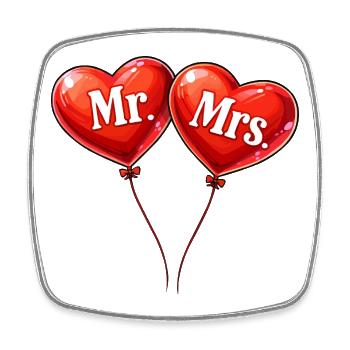 Herzballons Mr Mrs Brautpaar - Viereckiger Kühlschrankmagnet - Weiß - Vorne