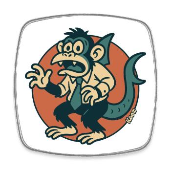 Corporate Monkey - Viereckiger Kühlschrankmagnet - Weiß - Vorne