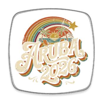 Aruba 2026 Retro Sunset - Square fridge magnet - white - Front