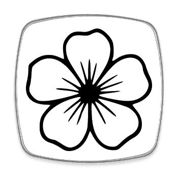 Hibiscus Flower Black Flower Hibiscus Hawaiian Blossom - Square fridge magnet - white - Front