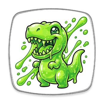 Blob-green dino - Square fridge magnet - white - Front