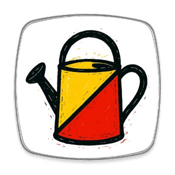 Two-tone Modern Horticulture Graphic Watering Can - Square fridge magnet - white - Front