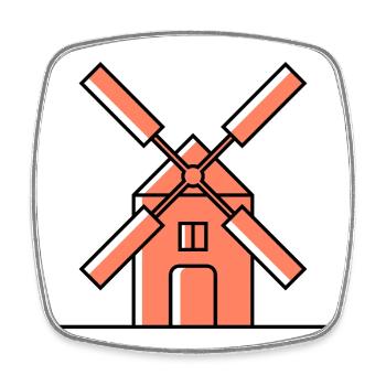 Icône du moulin à vent - Magnet carré - blanc - Devant