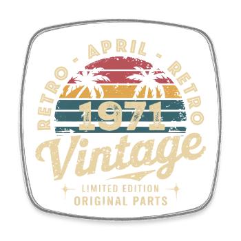 April 1971 - April 1971 - Square fridge magnet - white - Front