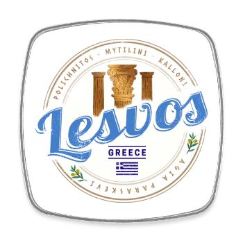 Lesvos Island in Greece Retro Holiday Souvenir - Square fridge magnet - white - Front