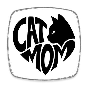 Cat Mom, Cat Mom Heart with Black Cat - Square fridge magnet - white - Front