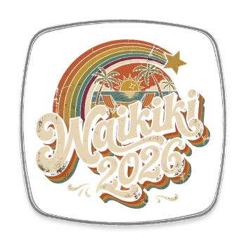 Waikiki 2026 Retro Tropics - Square fridge magnet - white - Front
