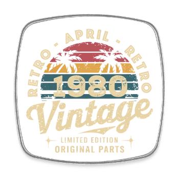 Avril 1980 - April 1980 - Square fridge magnet - white - Front