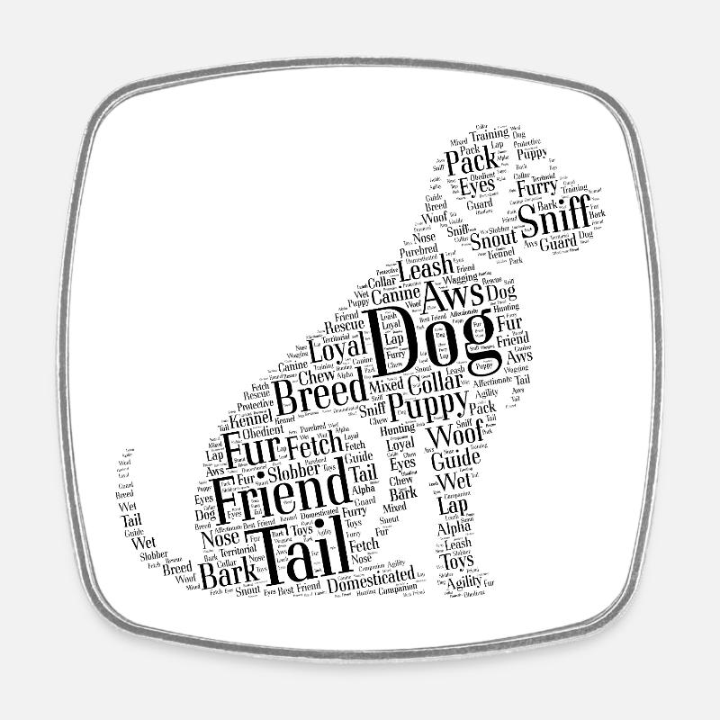 Nuage de chien - Magnet carré - blanc