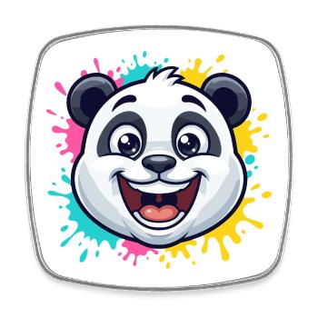 Panda Splash Color World - Magnet carré - blanc - Devant