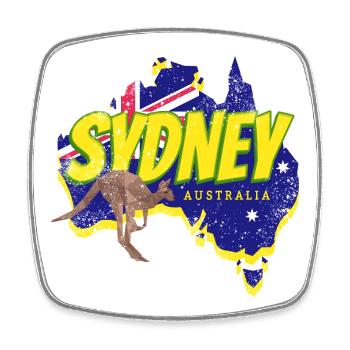 Sydney mit Vintage Känguru Australien Souvenir - Viereckiger Kühlschrankmagnet - Weiß - Vorne