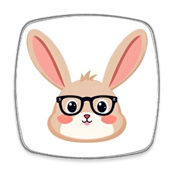 Kaninchen mit Brille - Viereckiger Kühlschrankmagnet - Weiß - Vorne