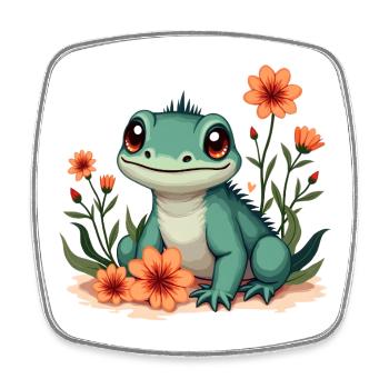 iguana - Square fridge magnet - white - Front