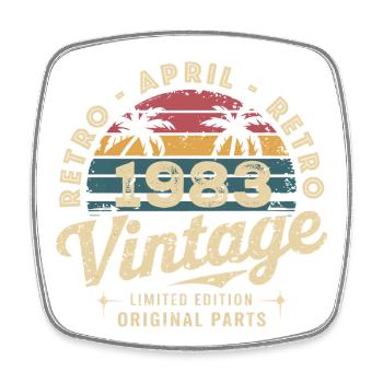 Avril 1983 - April 1983 - Square fridge magnet - white - Front