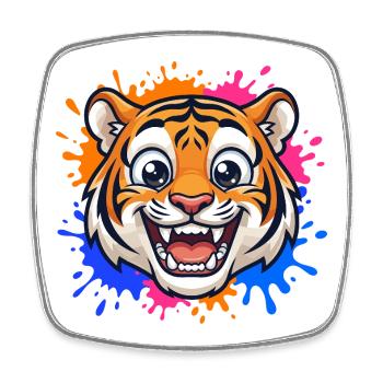 Laughing Tiger Splash of Color - Square fridge magnet - white - Front
