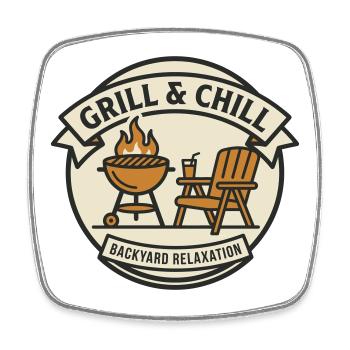 Grille et Détente Barbecue Boule Jardin - Magnet carré - blanc - Devant