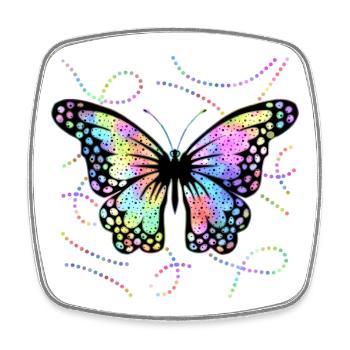 papillon - Magnet carré - blanc - Devant