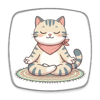 Zen-Katzen-Meditation - Viereckiger Kühlschrankmagnet - Weiß - Vorne