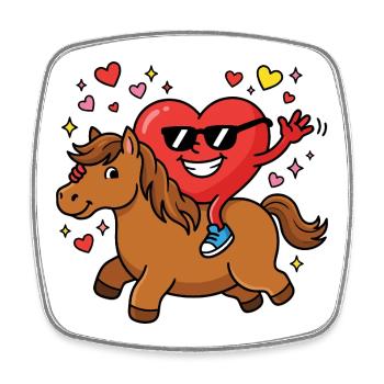 Lustiges Pferd zum Valentinstag - Viereckiger Kühlschrankmagnet - Weiß - Vorne