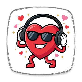 Musique de la Saint-Valentin, musique drôle, Saint-Valentin - Magnet carré - blanc - Devant