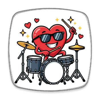 Funny drummers for Valentine's Day - Square fridge magnet - white - Front