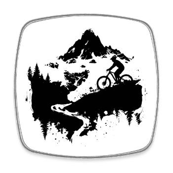 Mountain Bike Lover Sketch - Square fridge magnet - white - Front