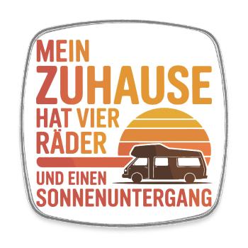 Mein Zuhause Hat Vier Räder Und Einen - Viereckiger Kühlschrankmagnet - Weiß - Vorne