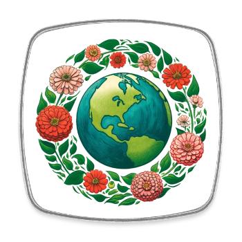 Earth in Bloom Ring - Square fridge magnet - white - Front