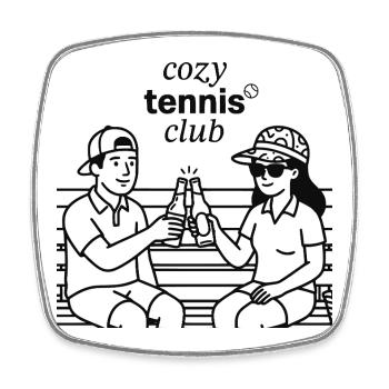 Cozy Tennis Club, stylish tennis fan shirt - Square fridge magnet - white - Front