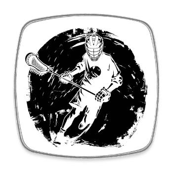 Lacrosse Player Drawing - Square fridge magnet - white - Front