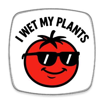 Ich befeuchte meine Pflanzen beim Tomatengärtnern - Viereckiger Kühlschrankmagnet - Weiß - Vorne
