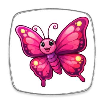 Kuscheliger Pinker Schmetterling - Viereckiger Kühlschrankmagnet - Weiß - Vorne