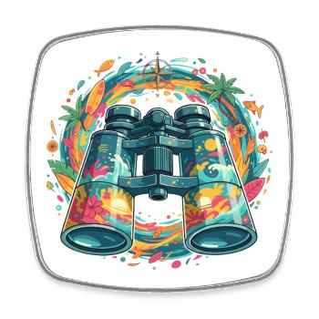 Tropen-Entdecker Binokular-Illustration - Viereckiger Kühlschrankmagnet - Weiß - Vorne