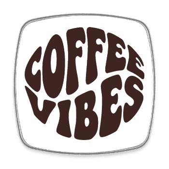 Coffee Vibes - Retro Groovy 70s Aesthetic - Viereckiger Kühlschrankmagnet - Weiß - Vorne