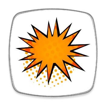 Halbton-Comic Starburst-Rand - Viereckiger Kühlschrankmagnet - Weiß - Vorne