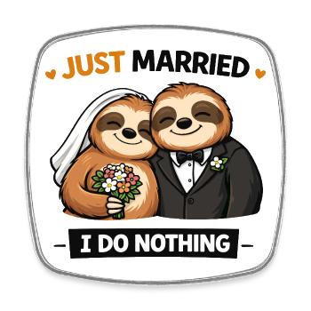 Mariage de paresseux tout juste mariés - Magnet carré - blanc - Devant