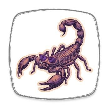 Cool Scorpio With Sunglasses - Square fridge magnet - white - Front