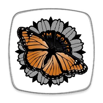 Toxic Beauty – Monarch Butterfly Art  - Square fridge magnet - white - Front