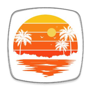 Sunset Retro Palm Tree - Square fridge magnet - white - Front