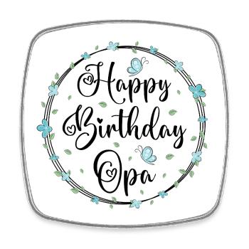 Happy Birthday Grandpa - Square fridge magnet - white - Front