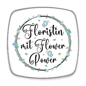 Floristin mit Flower Power - Viereckiger Kühlschrankmagnet - Weiß - Vorne