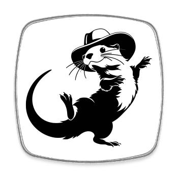 Funny Otter with Hat Cartoon Motif - Square fridge magnet - white - Front