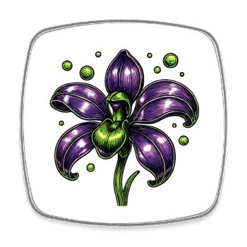 Purple Orchid Flower Botany - Square fridge magnet - white - Front