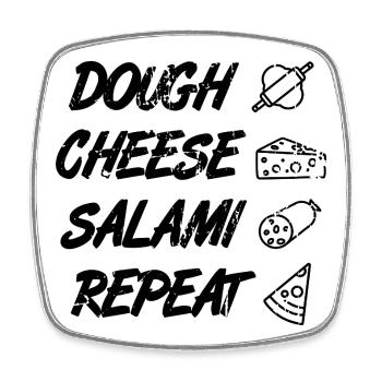 Teig Käse Salami Wiederholung - Viereckiger Kühlschrankmagnet - Weiß - Vorne