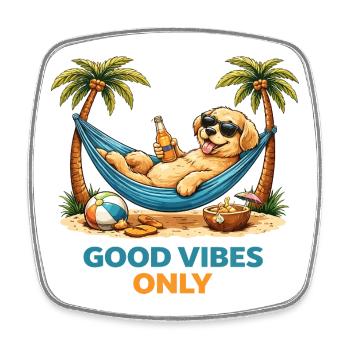 Pup in Hammock – Chill Mode - Square fridge magnet - white - Front