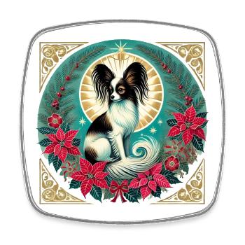 Papillon Halo Weihnachtskreis - Viereckiger Kühlschrankmagnet - Weiß - Vorne