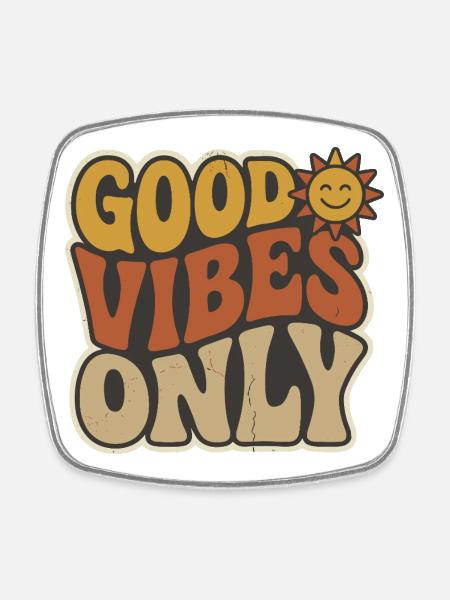  Retro 70s Smiling Sun | Vintage Aesthetic Typogra - Square fridge magnet - white