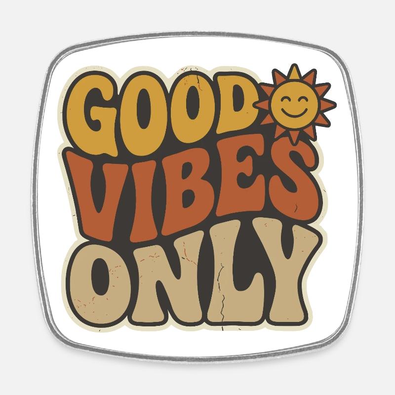  Retro 70s Smiling Sun | Vintage Aesthetic Typogra - Square fridge magnet - white