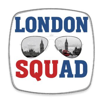 London Squad 2026 - Viereckiger Kühlschrankmagnet - Weiß - Vorne